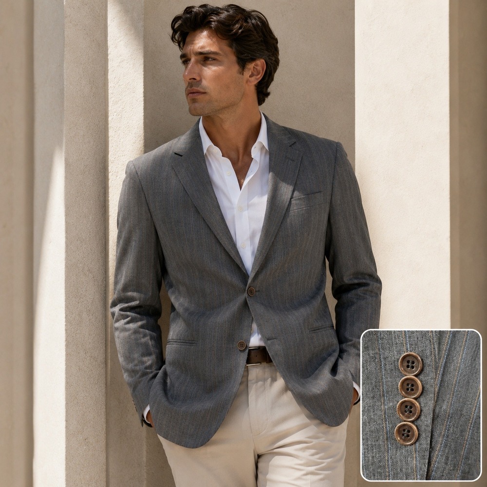 Brooks Brothers Madison Blazer Men 50L Grey Pinstripe Wool Italy Made Sport Coat